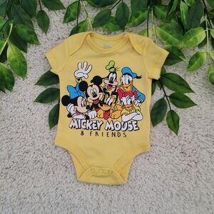 Baby Boy Yellow Mickey & Friends Onesie (Newborn)